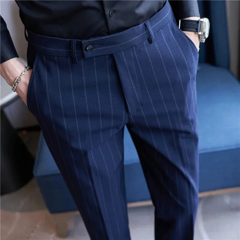 Pinstripe Suit Trousers for Men Azenli
